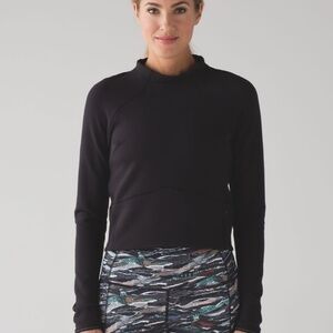 LULULEMON HILL AND VALLEY MOCK NECK LONG SLEEVED RULU WORKOUT TOP BLACK SIZE 10